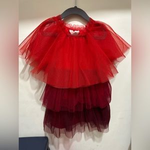 Festive Red Ombré Ruffled Dress